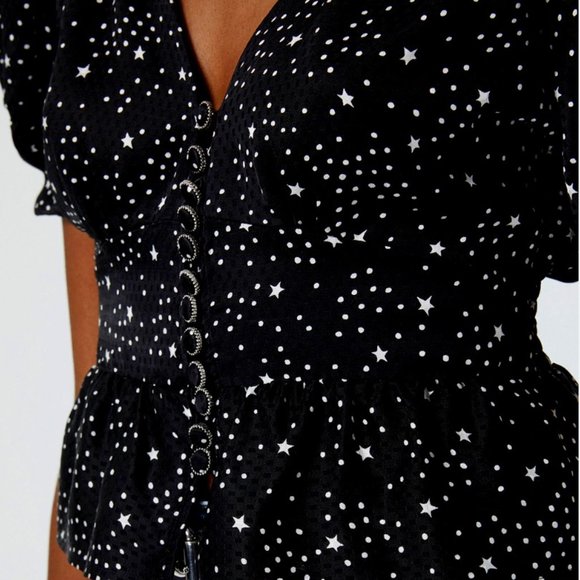 The Kooples Tops - The Kooples | Buttoned Star Motif Top (color: black // size: 2/M)